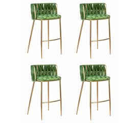 Набор 4 шт Стул барный DOBRIN EMMA GOLD, зеленый велюр (VF-08), Вариант: зеленый велюр (VF-08) | Интернет магазин мебели и декора LifeDekor