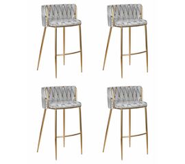 Набор 4 шт Стул барный DOBRIN EMMA GOLD, светло-серый велюр (135-37), Вариант: светло-серый велюр (135-37) | Интернет магазин мебели и декора LifeDekor