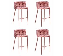 Набор 4 шт Стул барный DOBRIN EMMA ROSE GOLD, розовый велюр (VF-10), Вариант: розовый велюр (VF-10) | Интернет магазин мебели и декора LifeDekor