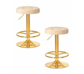 Набор 2 шт Табурет барный DOBRIN BRUNO GOLD, бежевый велюр (MJ9-10), Вариант: бежевый велюр (MJ9-10) | Интернет магазин мебели и декора LifeDekor