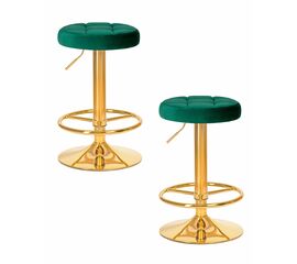 Набор 2 шт Табурет барный DOBRIN BRUNO GOLD, зеленый велюр (MJ9-88), Вариант: зеленый велюр (MJ9-88) | Интернет магазин мебели и декора LifeDekor