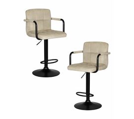 Набор 2 шт Стул барный DOBRIN KRUGER ARM BLACK, бежевый вельвет (LAR-E2041-04), Вариант: бежевый вельвет (LAR-E2041-04) | Интернет магазин мебели и декора LifeDekor