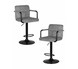 Набор 2 шт Стул барный DOBRIN KRUGER ARM BLACK, серый вельвет (LAR-E2041-25), Вариант: серый вельвет (LAR-E2041-25) | Интернет магазин мебели и декора LifeDekor
