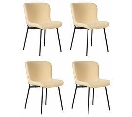 Набор 4 шт Стул обеденный DOBRIN MILO, черные ножки, кремовый букле (UF992-02), Вариант: черные ножки, кремовый букле (UF992-02) | Интернет магазин мебели и декора LifeDekor