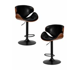 Набор 2 шт Стул барный DOBRIN KARTER BLACK, коричневый орех дерево (BWW), черный PU, Вариант: коричневый орех дерево (BWW), черный PU | Интернет магазин мебели и декора LifeDekor