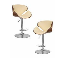 Набор 2 шт Стул барный DOBRIN KARTER, коричневое дерево, кремовый, Вариант: коричневое дерево, кремовый | Интернет магазин мебели и декора LifeDekor