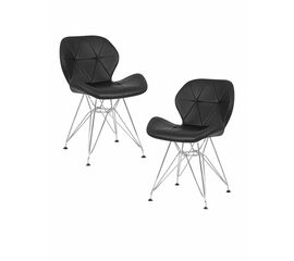 Набор 2 шт Стул обеденный DOBRIN BUTTERFLY CHROME, ножки хром, цвет чёрный | Интернет магазин мебели и декора LifeDekor
