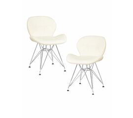 Набор 2 шт Стул обеденный DOBRIN BUTTERFLY CHROME, ножки хром, цвет кремовый | Интернет магазин мебели и декора LifeDekor