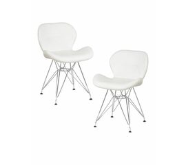 Набор 2 шт Стул обеденный DOBRIN BUTTERFLY CHROME, ножки хром, цвет белый | Интернет магазин мебели и декора LifeDekor