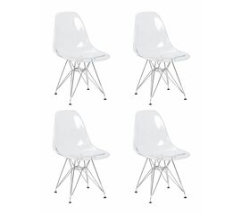Набор 4 шт Стул обеденный DOBRIN DSR CASPER, ножки хром, цвет прозрачный, Вариант: ножки хром, цвет прозрачный | Интернет магазин мебели и декора LifeDekor