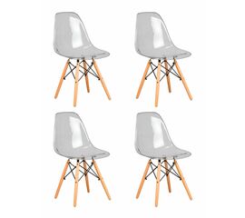 Набор 4 шт Стул обеденный DOBRIN DSW CASPER, ножки светлый бук, цвет прозрачный, Вариант: ножки светлый бук, цвет прозрачный | Интернет магазин мебели и декора LifeDekor