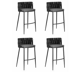 Набор 4 шт Стул барный DOBRIN AMELIA, серая ткань (F-48), темно-серый винтажный PU (MF-12), Вариант: серая ткань (F-48), темно-серый винтажный PU (MF-12) | Интернет магазин мебели и декора LifeDekor