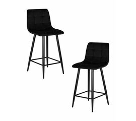 Набор 2 шт Стул полубарный DOBRIN OLIVIA, черные матовые ножки, черный велюр (108-77), Вариант: черные матовые ножки, черный велюр (108-77) | Интернет магазин мебели и декора LifeDekor