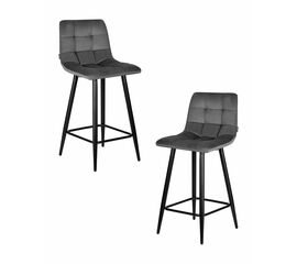 Набор 2 шт Стул полубарный DOBRIN OLIVIA, черные матовые ножки, темно-серый велюр (108-91), Вариант: черные матовые ножки, темно-серый велюр (108-91) | Интернет магазин мебели и декора LifeDekor