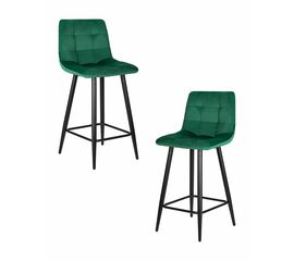 Набор 2 шт Стул полубарный DOBRIN OLIVIA, черные матовые ножки, зелёный велюр (108-64), Вариант: черные матовые ножки, зелёный велюр (108-64) | Интернет магазин мебели и декора LifeDekor