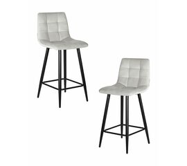 Набор 2 шт Стул полубарный DOBRIN OLIVIA, черные матовые ножки, светло-серый велюр (108-52), Вариант: черные матовые ножки, светло-серый велюр (108-52) | Интернет магазин мебели и декора LifeDekor