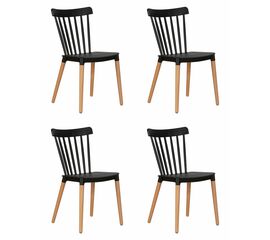 Набор 4 шт Стул обеденный DOBRIN THEO, ножки светлый бук, цвет черный (B-03), Вариант: ножки светлый бук, цвет чёрный (B-03) | Интернет магазин мебели и декора LifeDekor