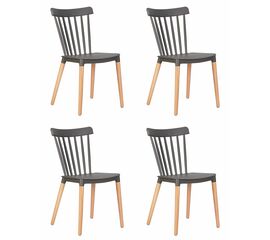 Набор 4 шт Стул обеденный DOBRIN THEO, ножки светлый бук, цвет темно-серый (GR-04), Вариант: ножки светлый бук, цвет тёмно-серый (GR-04) | Интернет магазин мебели и декора LifeDekor