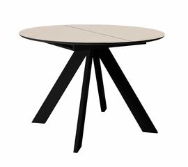Стол DikLine SKC90 d900 Керамика Krater Perla (бежевый матовый)/подстолье черное/опоры черные | Интернет магазин мебели и декора LifeDekor