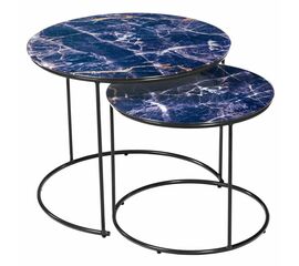 Набор кофейных столиков Tango темно-синий с чёрными ножками, 2шт | Интернет магазин мебели и декора LifeDekor