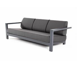 "Гранада" диван 3-местный, каркас алюминий темно-серый (RAL7024) муар, ткань темно-серая 027 | Интернет магазин мебели и декора LifeDekor