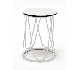 "Перу" журнальный стол из HPL круглый Ø40 H55, каркас из стали серый (RAL 7024), цвет столешницы "дуб" | Интернет магазин мебели и декора LifeDekor