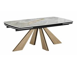 Стол DikLine DKP180 Керамика Titanium Silver River Polished/подстолье черное/опоры галифакс (2 уп.) | Интернет магазин мебели и декора LifeDekor