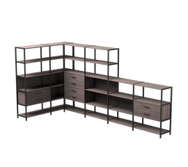 Набор стеллажных систем №18 Everprof EVO 1635x3630x1840 Дуб Пасадена/Черный | Интернет магазин мебели и декора LifeDekor