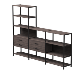 Набор стеллажных систем №11 Everprof EVO 2440x385x1840 Дуб Пасадена/Черный | Интернет магазин мебели и декора LifeDekor