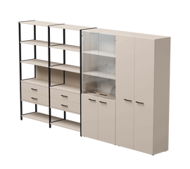 Набор стеллажных систем №16 Everprof EVO 3235x385x1840 Кашемир/Черный | Интернет магазин мебели и декора LifeDekor