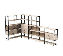 Набор стеллажных систем №18 Everprof EVO 1635x3630x1840 Кашемир/Черный | Интернет магазин мебели и декора LifeDekor