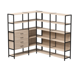 Набор стеллажных систем №17 Everprof EVO 1635x2020x1840 Дуб Соната/Черный | Интернет магазин мебели и декора LifeDekor