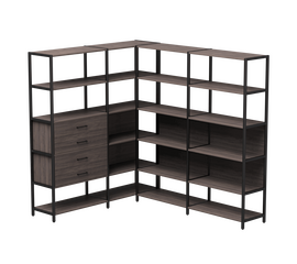 Набор стеллажных систем №17 Everprof EVO 1635x2020x1840 Дуб Пасадена/Черный | Интернет магазин мебели и декора LifeDekor