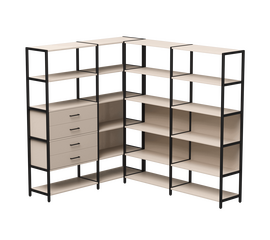 Набор стеллажных систем №17 Everprof EVO 1635x2020x1840 Кашемир/Черный | Интернет магазин мебели и декора LifeDekor