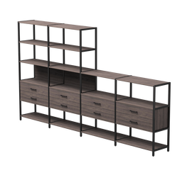 Набор стеллажных систем №13 Everprof EVO 3245x385x1840 Дуб Пасадена/Черный | Интернет магазин мебели и декора LifeDekor