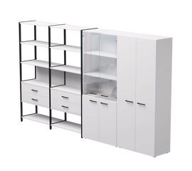 Набор стеллажных систем №16 Everprof EVO 3235x385x1840 Белый/Черный | Интернет магазин мебели и декора LifeDekor