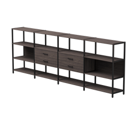 Набор стеллажных систем №4 Everprof EVO 3245x385x1120 Дуб Пасадена/Черный | Интернет магазин мебели и декора LifeDekor