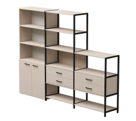 Набор стеллажных систем №12 Everprof EVO 2435x385x1840 Кашемир/Черный | Интернет магазин мебели и декора LifeDekor