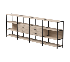 Набор стеллажных систем №4 Everprof EVO 3245x385x1120 Дуб Соната/Черный | Интернет магазин мебели и декора LifeDekor