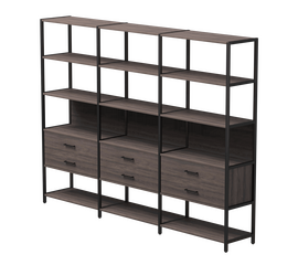 Набор стеллажных систем №9 Everprof EVO 2440x385x1840 Дуб Пасадена/Черный | Интернет магазин мебели и декора LifeDekor