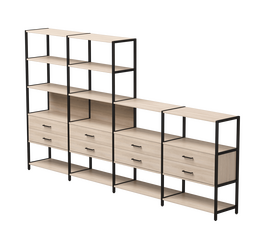 Набор стеллажных систем №13 Everprof EVO 3245x385x1840 Дуб Соната/Черный | Интернет магазин мебели и декора LifeDekor