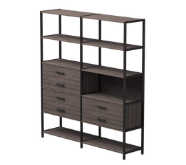 Набор стеллажных систем №8 Everprof EVO 2440x385x1840 Дуб Пасадена/Черный | Интернет магазин мебели и декора LifeDekor