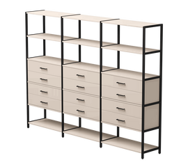 Набор стеллажных систем №10 Everprof EVO 2440x385x1840 Кашемир/Черный | Интернет магазин мебели и декора LifeDekor