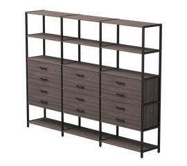 Набор стеллажных систем №10 Everprof EVO 2440x385x1840 Дуб Пасадена/Черный | Интернет магазин мебели и декора LifeDekor