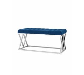 Банкетка ИНСИГНИЯ велюр синий сталь серебро | Интернет магазин мебели и декора LifeDekor