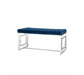 Банкетка-скамейка БРУКЛИН велюр синий сталь серебро | Интернет магазин мебели и декора LifeDekor