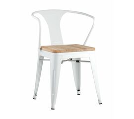 Стул TOLIX ARM WOOD с подлокотниками белый | Интернет магазин мебели и декора LifeDekor