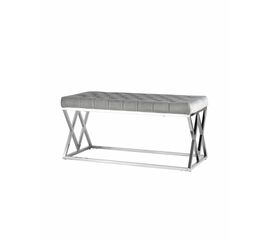 Банкетка ИНСИГНИЯ велюр серый сталь серебро | Интернет магазин мебели и декора LifeDekor