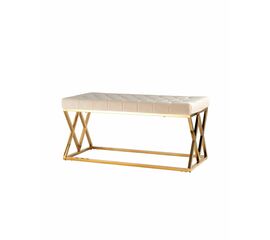 Банкетка ИНСИГНИЯ велюр бежевый сталь золото | Интернет магазин мебели и декора LifeDekor