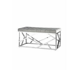 Банкетка-скамейка АРТ ДЕКО велюр серый сталь серебро | Интернет магазин мебели и декора LifeDekor